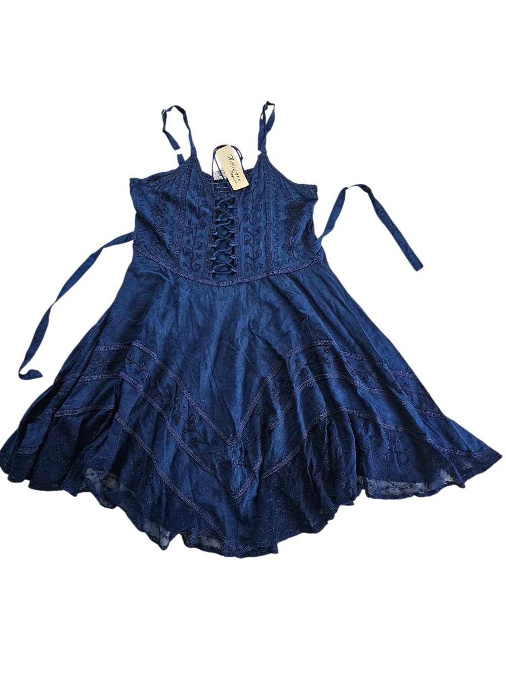 Advance Apparels Navy Blue Asymmetrical Lace-Up Dress - Picture 2 of 9